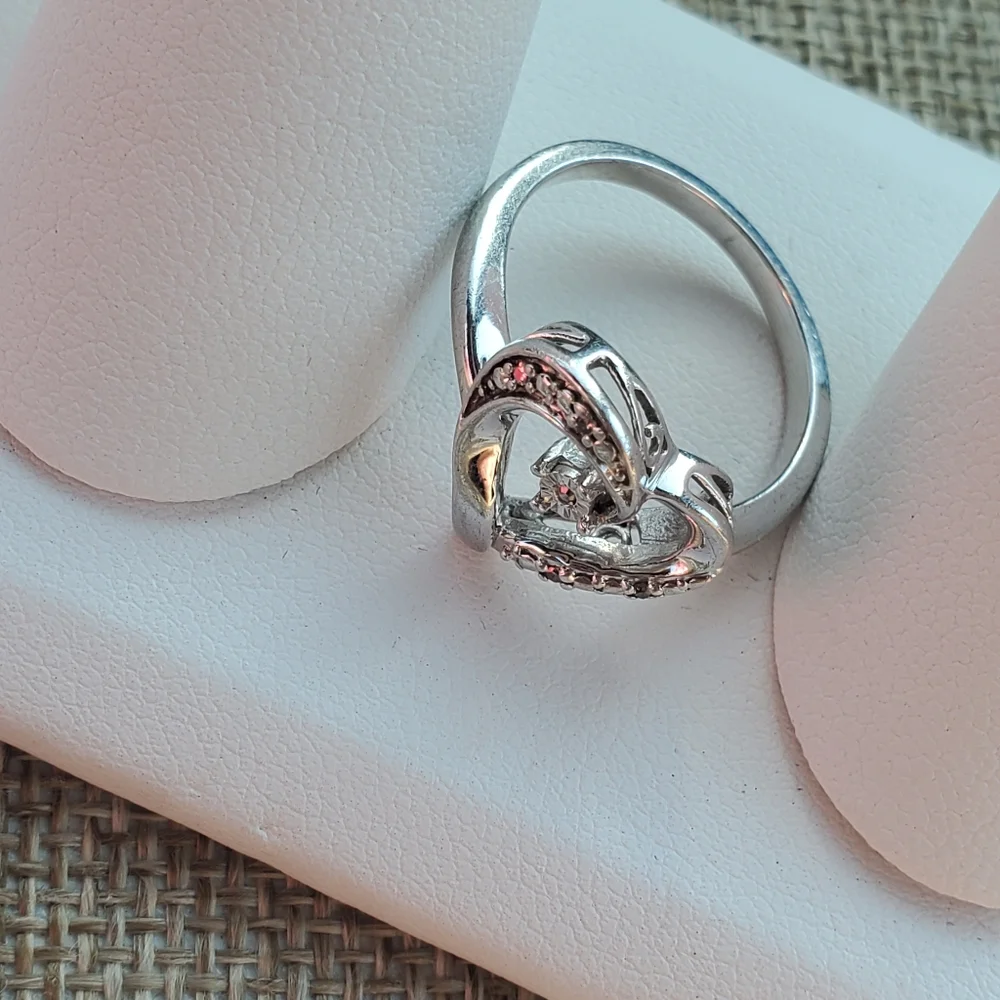 Sterling Diamond Heart Scrolled Ring - Picture 10 of 16